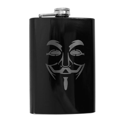 8oz BLACK Guy Fawkes Flask Anonymous Novelty