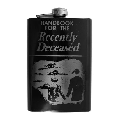 8oz BLACK Handbook Flask Laser Engraved