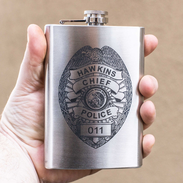 8oz Hawkins Chief of Police Stainless Steel Flask