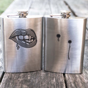 8oz His & Hers - Vampire - Flask Set of Two Laser Engraved
