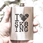 8oz I Love Skating Flask