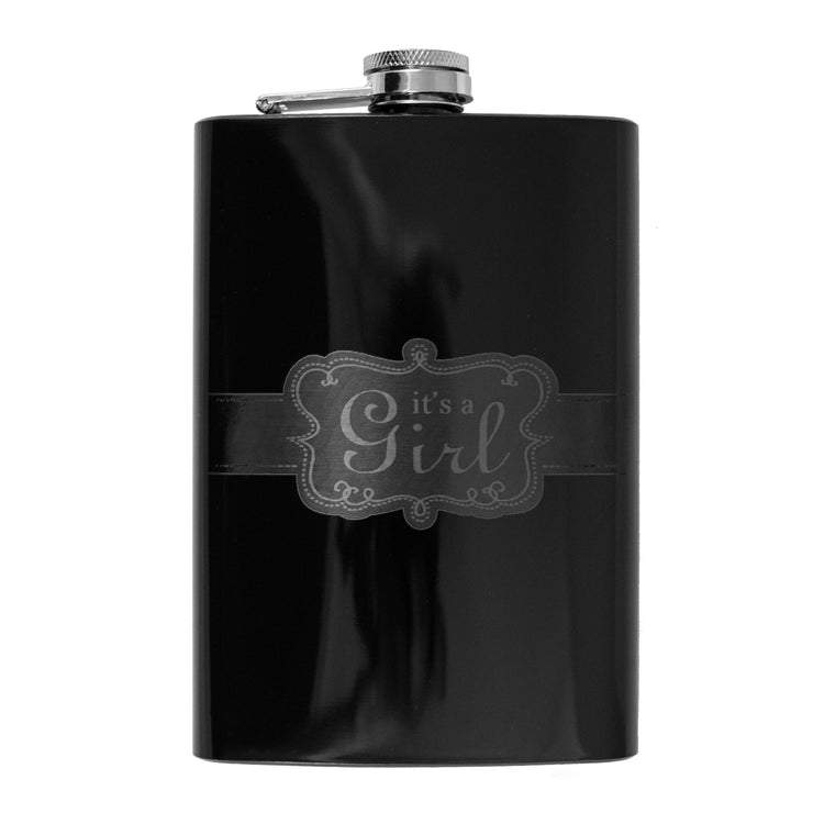 8oz BLACK It's a Girl Flask