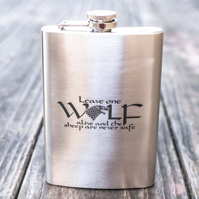 8oz Leave One Wolf Alive Flask