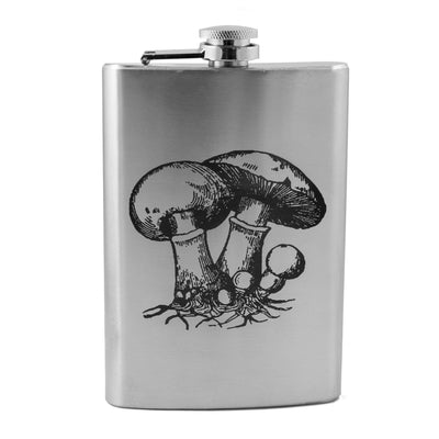 8oz Mushroom 1 Flask Laser Engraved