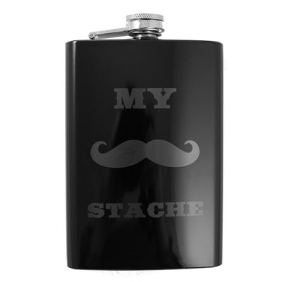 8oz BLACK My Stache Flask