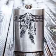 8oz Native American Feather Band Flask