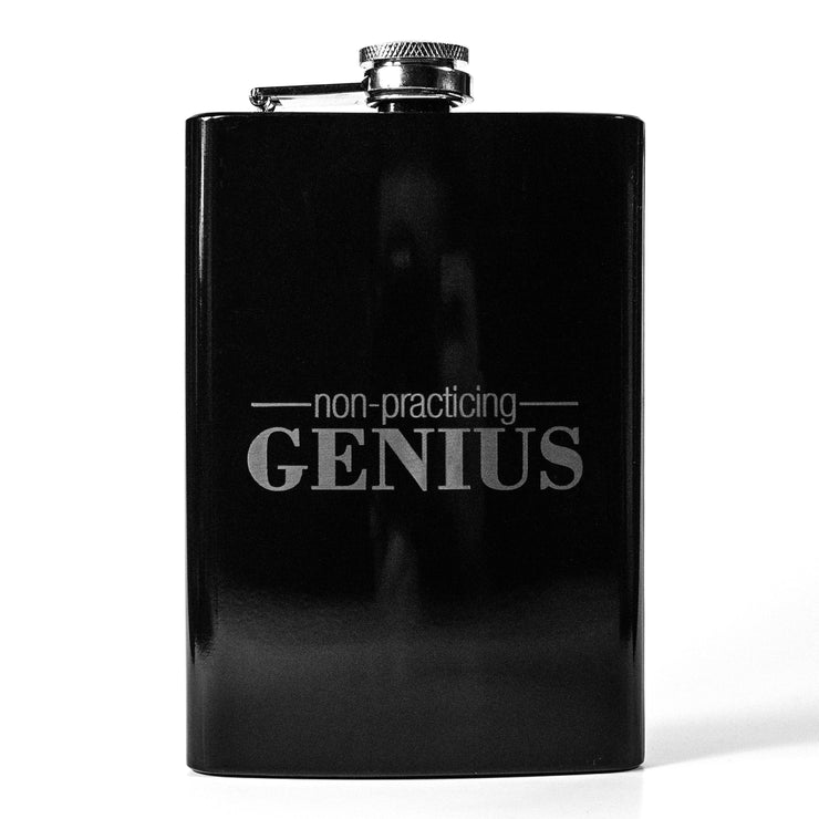 8oz BLACK Non Practicing Genius Flask