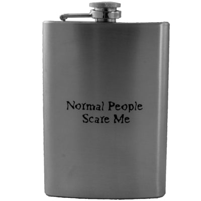 8oz Normal People Scare Me Flask Laser Engraved