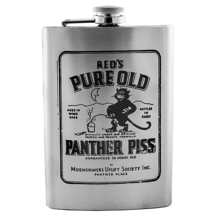 8oz Panther Piss Flask Laser Engraved