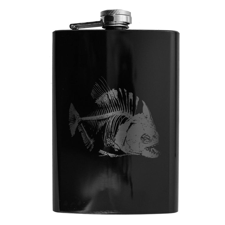 8oz Piranha Bones Black Flask