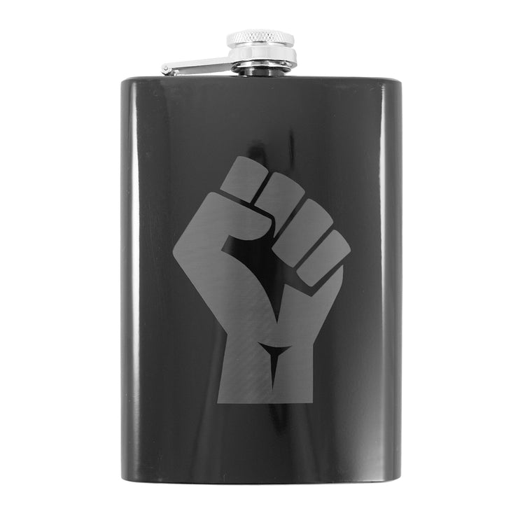 8oz Power Fist Black Flask