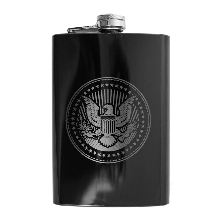 8oz Presidential Seal Black Flask