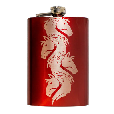 8oz RED 4 Horses Flask