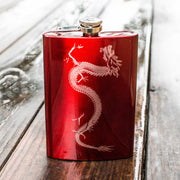 8oz RED Chinese Dragon Flask