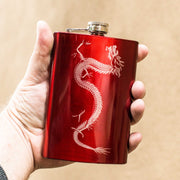 8oz RED Chinese Dragon Flask