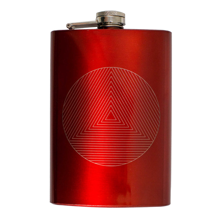 8oz RED Circle Triangle Design Flask