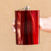 8oz RED Flower of Life Flask