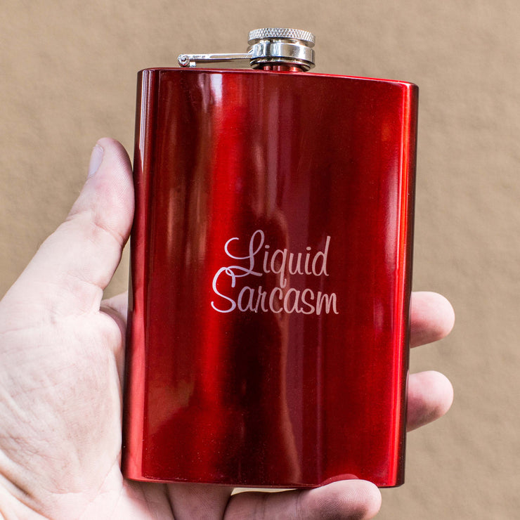 8oz RED Liquid Sarcasm Flask