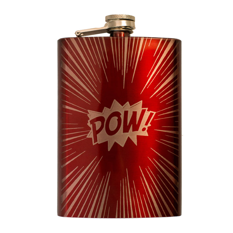 8oz RED POW Flask Comic Book Novelty
