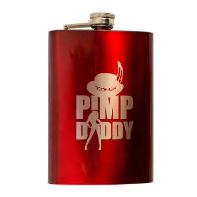 8oz RED Pimp Daddy Flask
