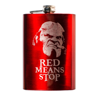 8oz RED Red Means Stop Flask