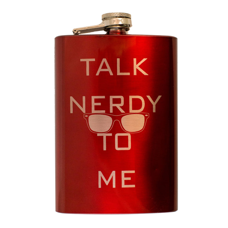 8oz RED Talk Nerdy To Me Flask Geek Novelty
