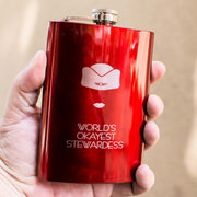 8oz RED World's Okayest Stewardess Flask
