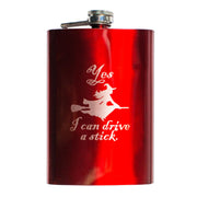 8oz RED Yes I Can Drive a Stick Flask
