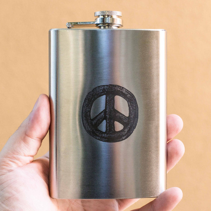 8oz Rustic Peace Flask