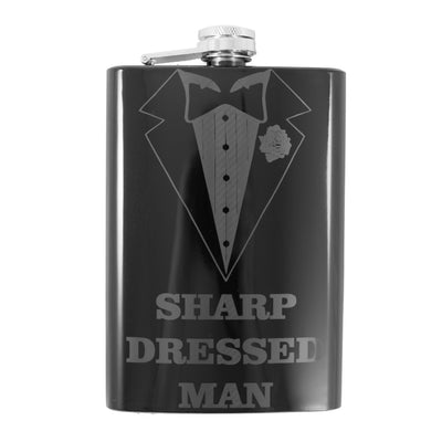 8oz Sharp Dressed Man Black Flask