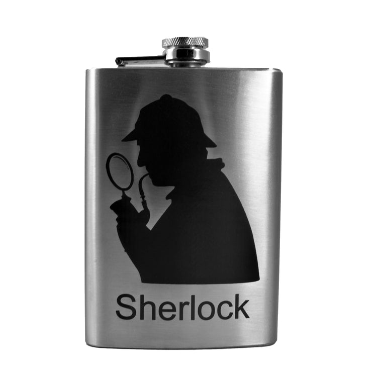 8oz Sherlock Flask Laser Engraved