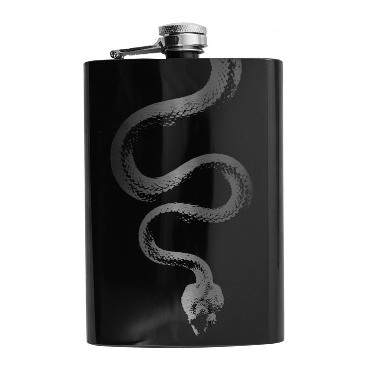 8oz Snake Black Flask