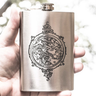 8oz Steampunk Clockworks Flask
