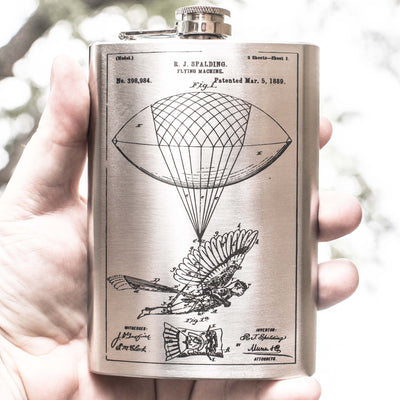 8oz Steampunk Flying Man Stainless Steel Flask