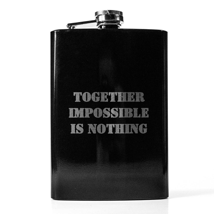 8oz BLACK Together Impossible is Nothing Flask