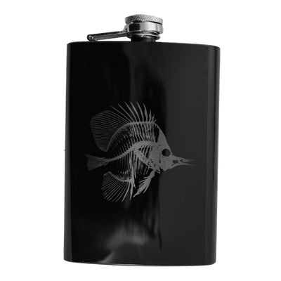 8oz Tropical Bone Fish Black Flask