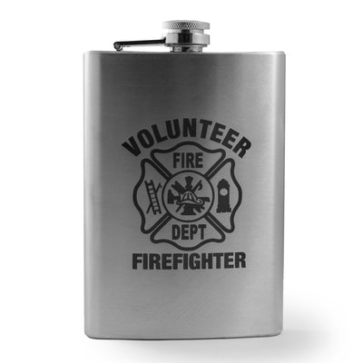 8oz Volunteer Firefighter Logo Stainless Steel Flask