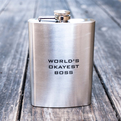 8oz World's Okayest Boss Flask