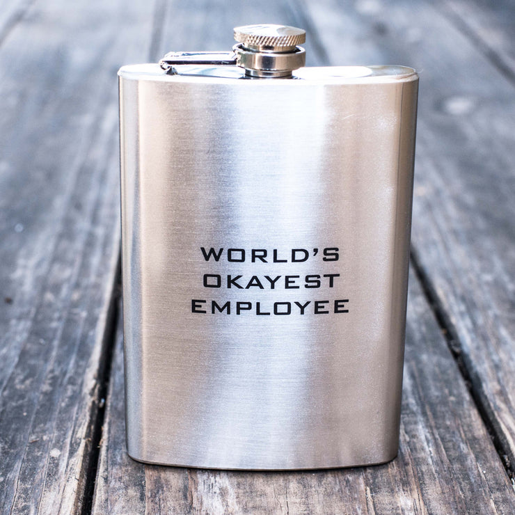 8oz World's Okayest Employee Flask