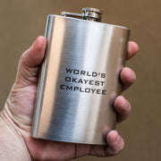 8oz World's Okayest Employee Stainless Steel Flask