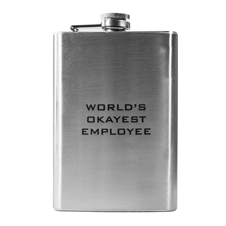8oz World's Okayest Employee Stainless Steel Flask