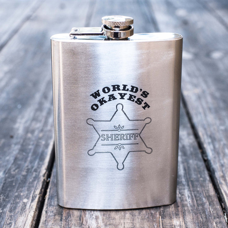 8oz World's Okayest Sheriff Flask