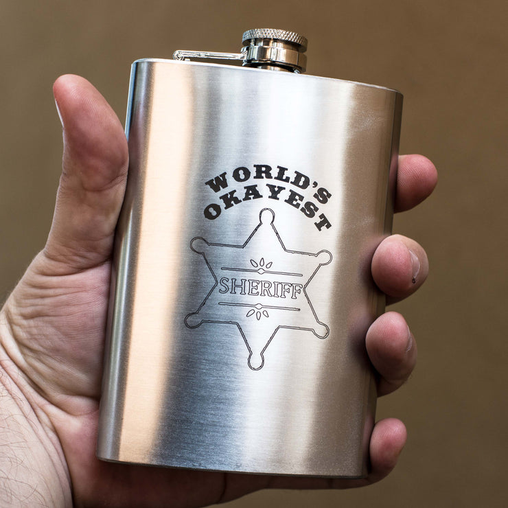 8oz World's Okayest Sheriff Flask