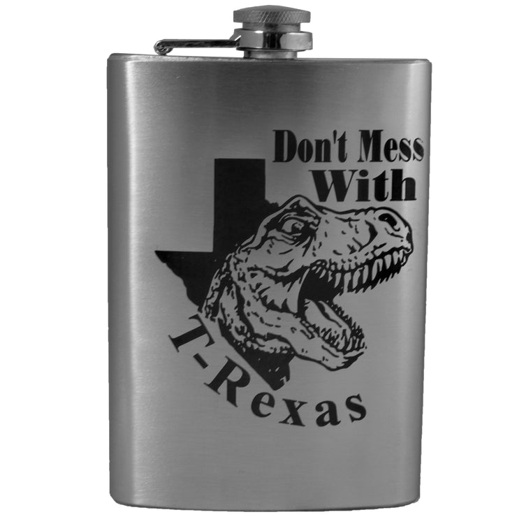 8oz Don't Mess With T-Rexas Flask