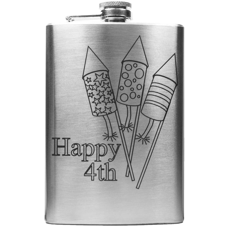 8oz Happy 4th Stainless Steel Flask July
