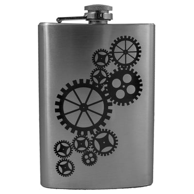 8oz Gears Stainless Steel Flask