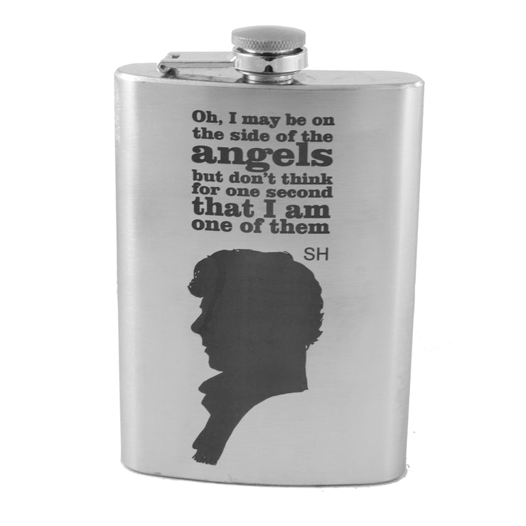 8oz On the Side of Angels Flask Laser Engraved