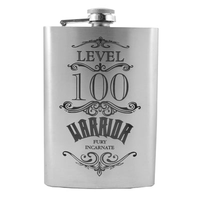 8oz wow level 100 warrior flask