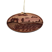 A Farmer works so the world can eat - Cedar Ornament