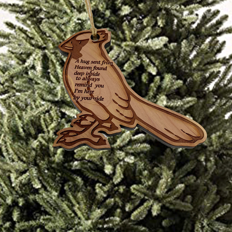 A Hug Sent from Heaven  - Raw Cedar Cardinal Ornament